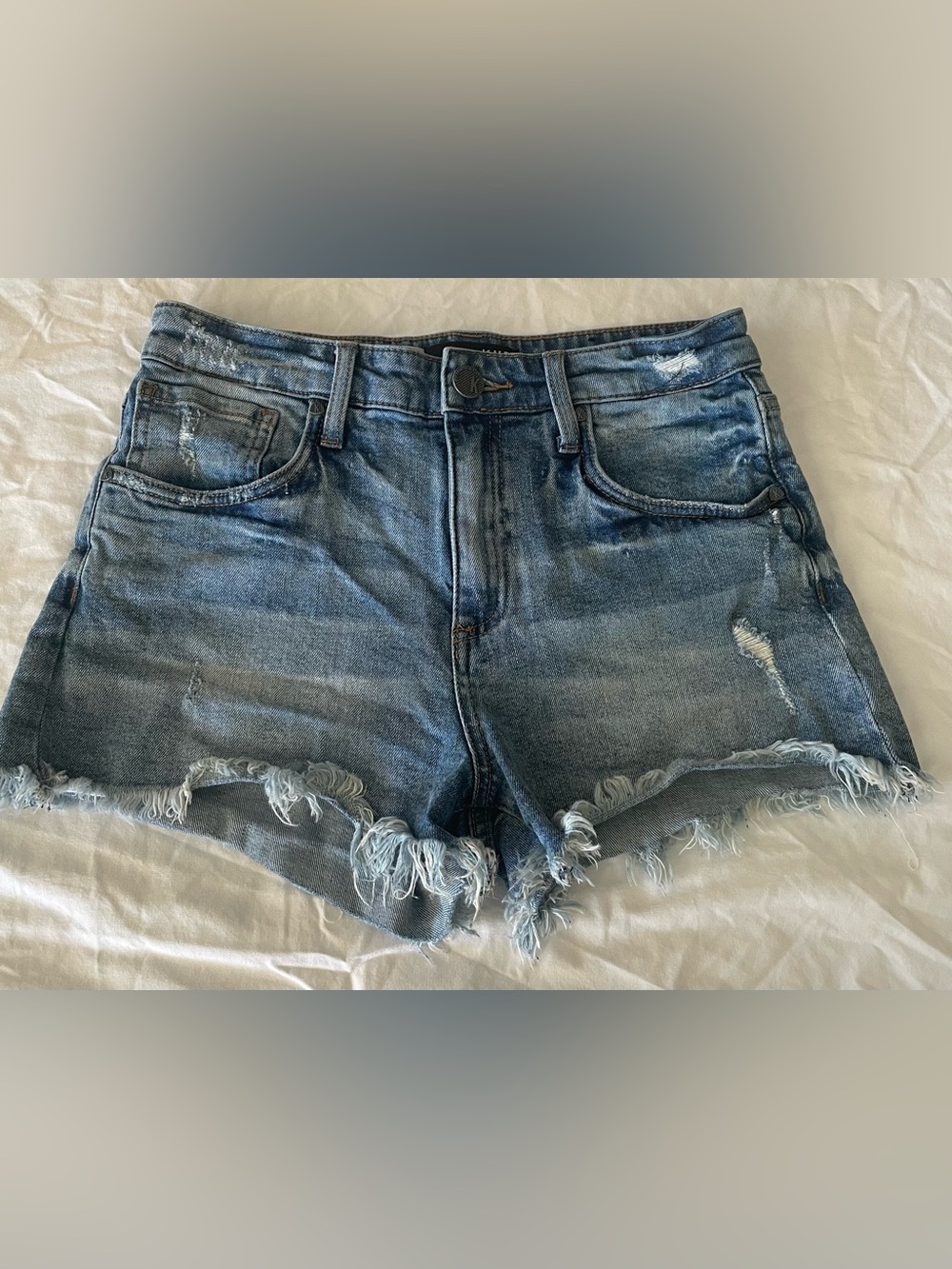 Kut from the Kloth Jane High Rise Blue Distressed Denim Jean Shorts Size 0